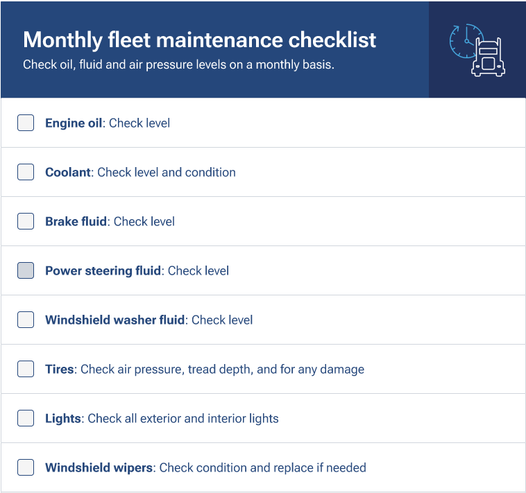 Monthly maintenance checklist